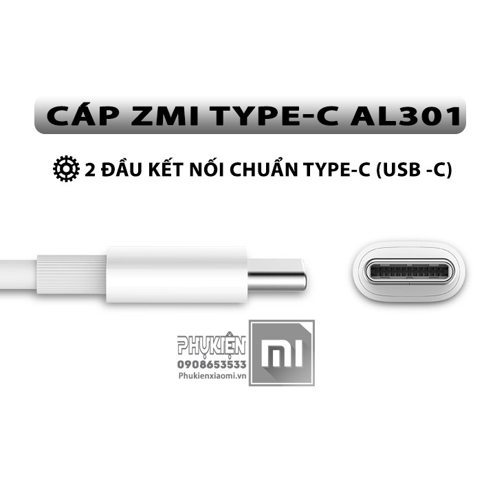 FREESHIP ĐƠN 99K_Cáp ZMI Type-C 2 đầu USB-C dài 1m5 - AL301