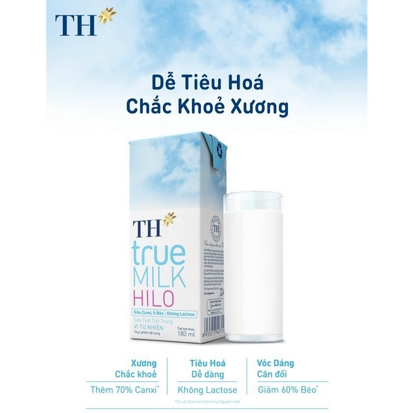 Sữa Tươi Tiệt Trùng Vị Tự Nhiên TH true MILK HILO 180 ml
