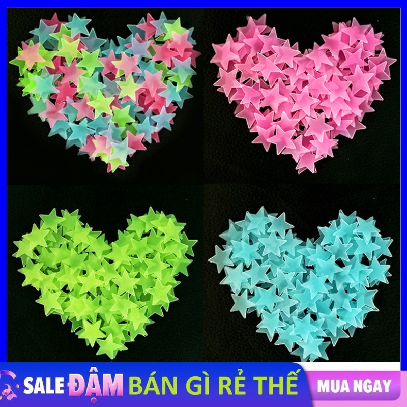 Gói 90 - 100 NGÔI SAO Dạ Quang Dán Tường Phát Sáng, Trang Trí Nhà Cửa