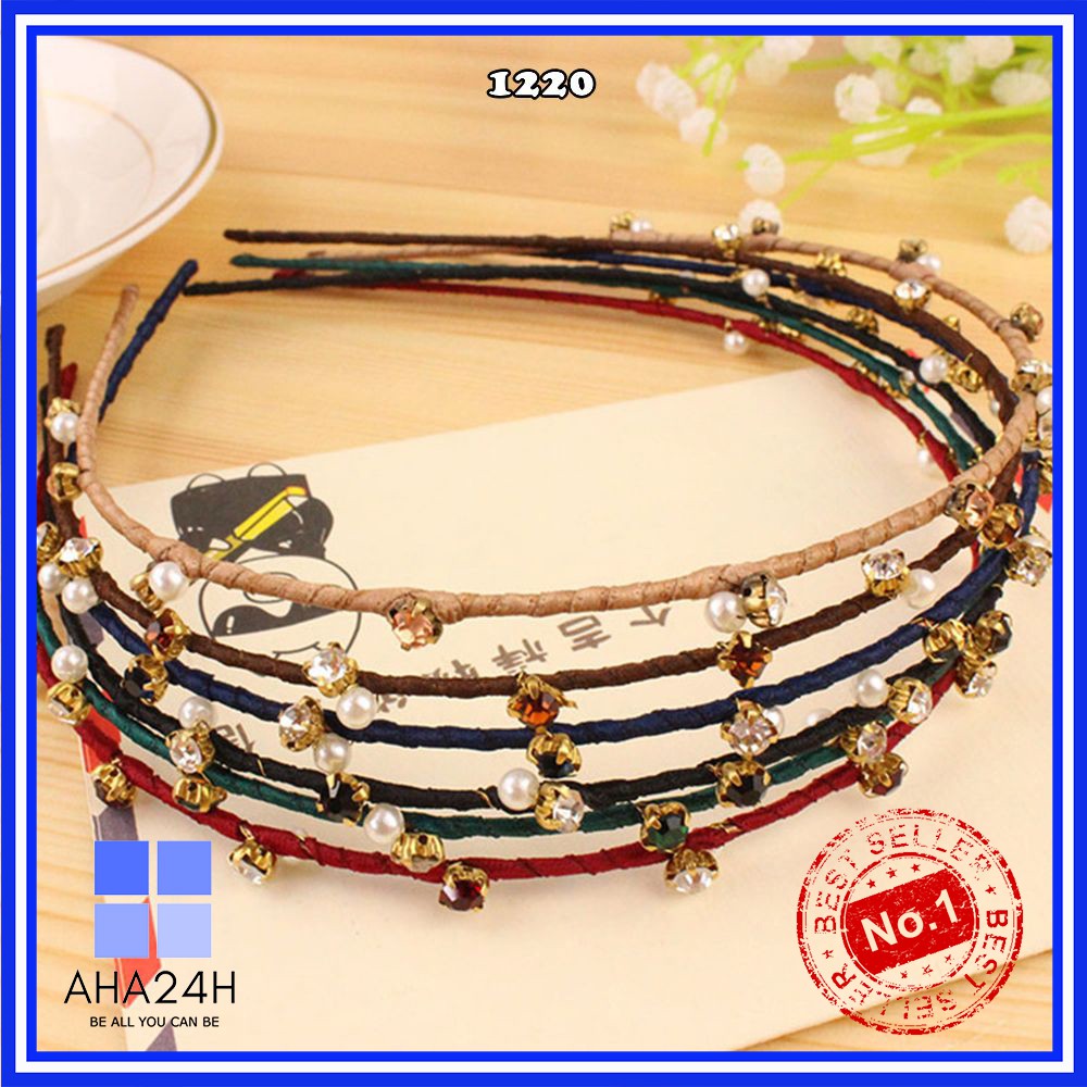 CÀI TÓC KIM LOẠI ĐÍNH NGỌC TRAI NHÂN TẠO MIX ĐÁ CÁ TÍNH AH1220