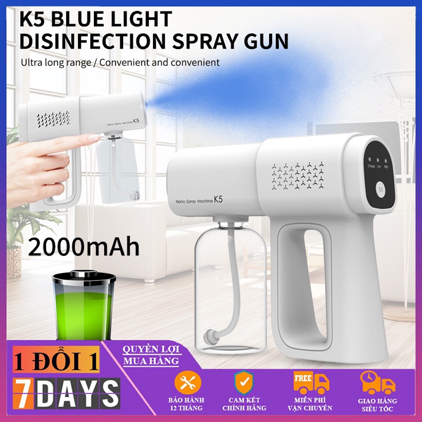 💥Hàng Cao Cấp💥 Súng Khử Khuẩn Phun Xịt Khử Sát Trùng Nano K5 PRO Hàng Chuẩn In Laser UV