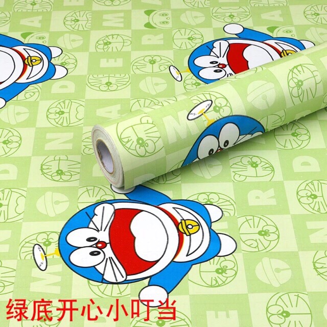 Giấy dán tường các mẫu doraemon xanh cho bé có keo 10m x45cm