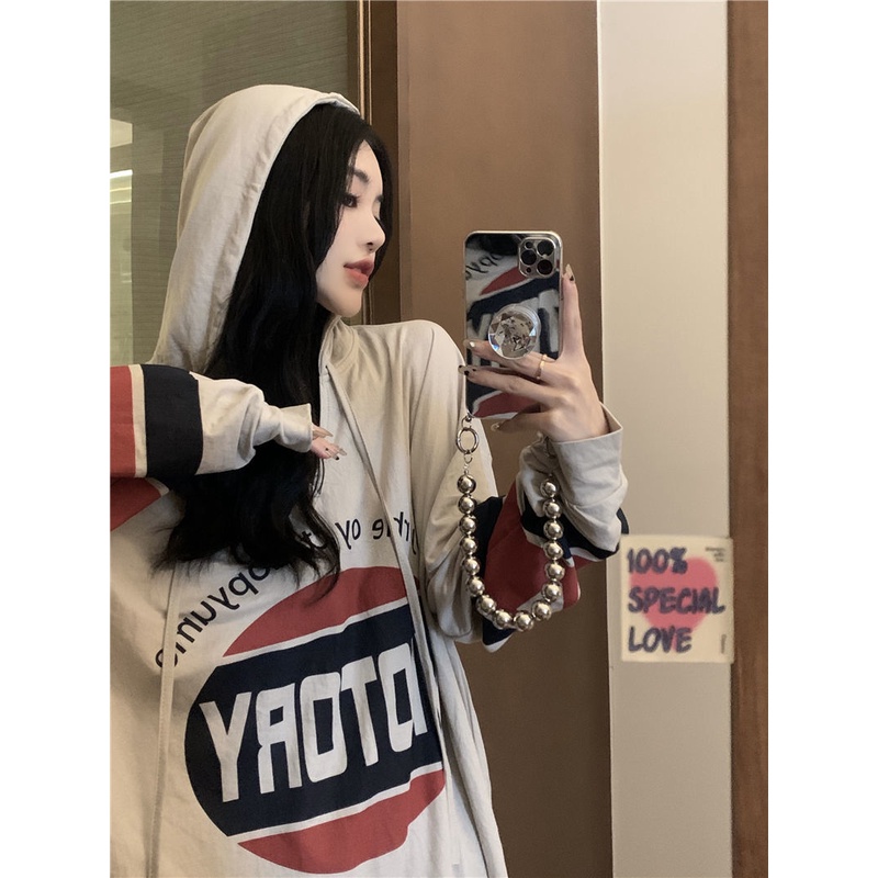 Jiashucheng Áo Hoodie Tay Dài In Chữ Phong Cách Hàn Quốc Dành Cho Nữ