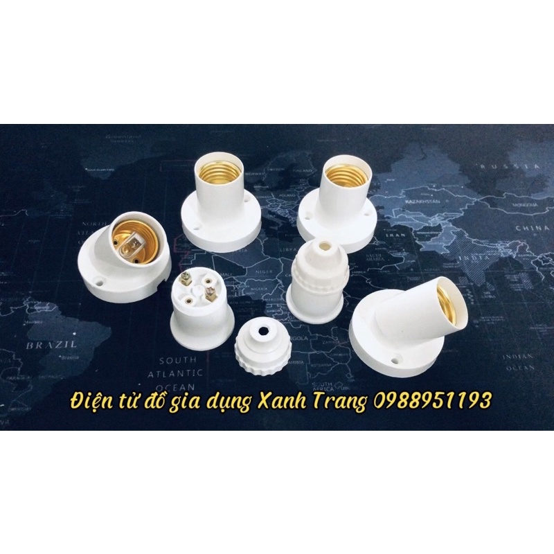 Đui Xoáy E27 Xoay 180 Độ Có Thể Xoay Thẳng Hoặc Vát, đuôi đèn thả, gắn tường E27