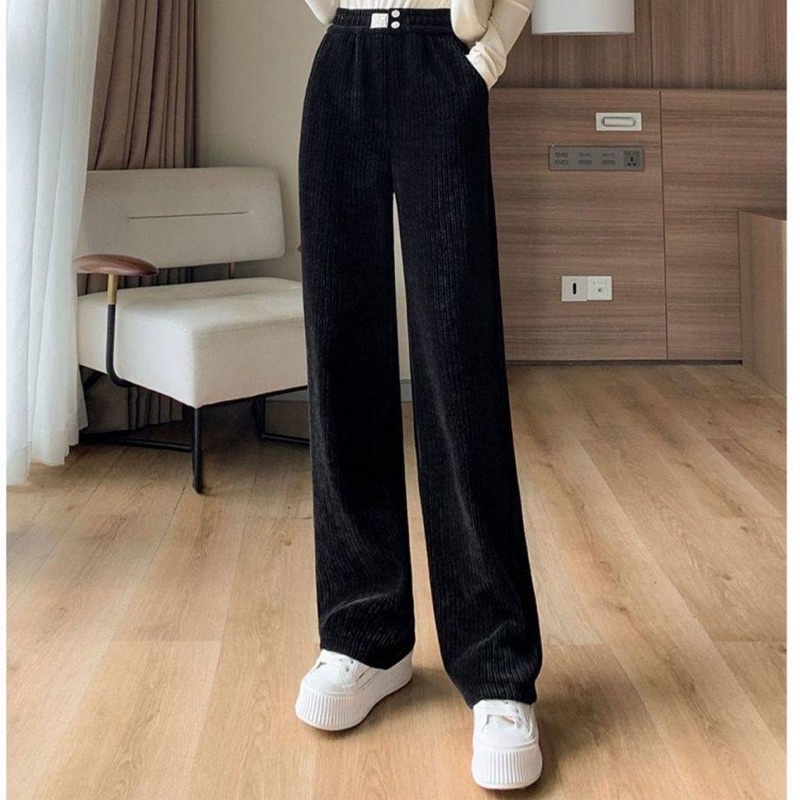 Quần ống rộng- Quần nhung lưng thun ống rộng suông dài- hình & clip chính chủ