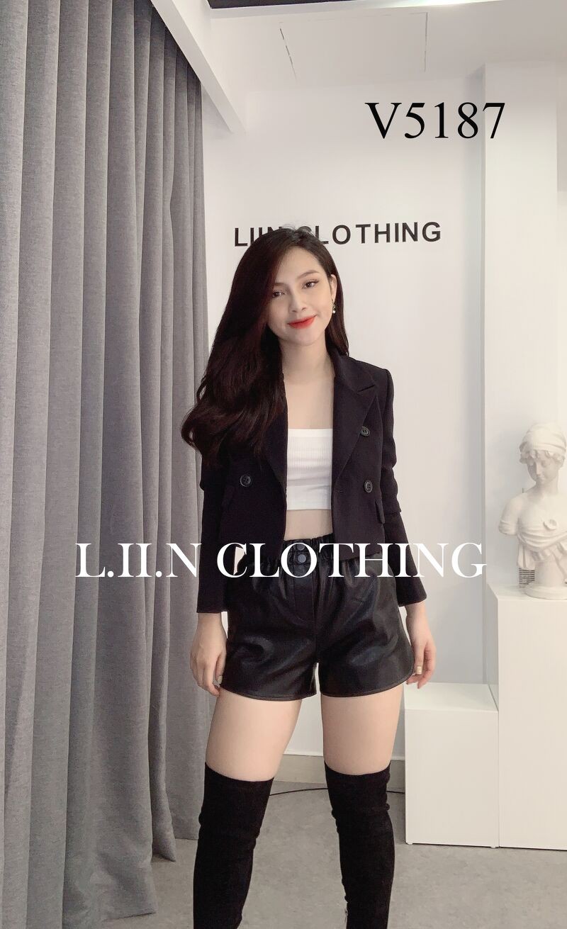 Áo vest nữ dáng ngắn LINBI đủ size, màu đen thanh lịch, sang trọng V5187 | BigBuy360 - bigbuy360.vn