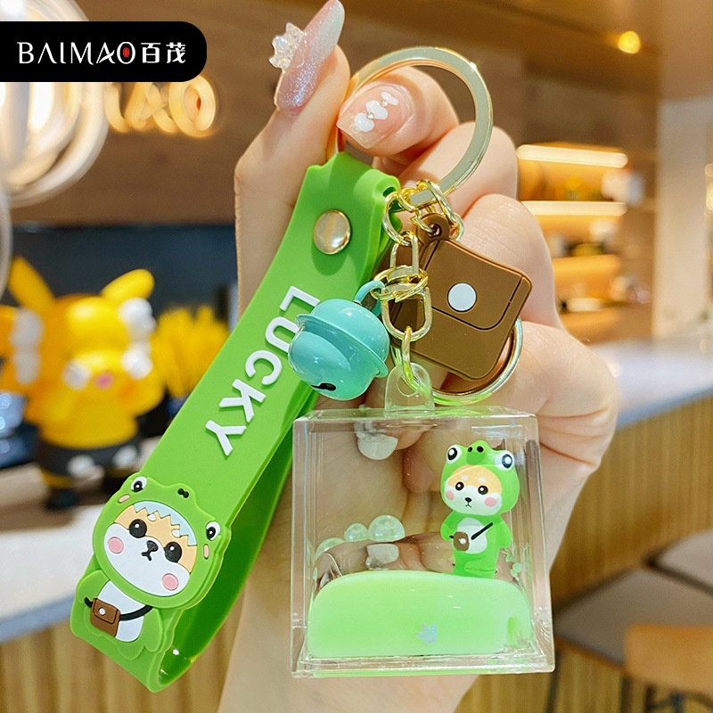 Móc Khóa cute hình vuông pha lê nhân vật hoạt hình đáng yêu, móc chìa khóa, móc túi sách thời trang