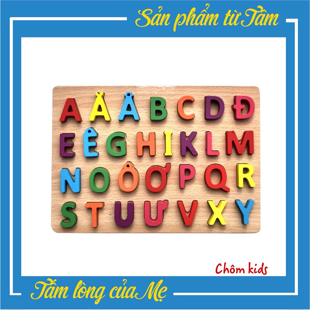 Đồ Chơi Bảng Chữ Cái Tiếng Việt Nổi In Hoa - In Thường Bằng Gỗ