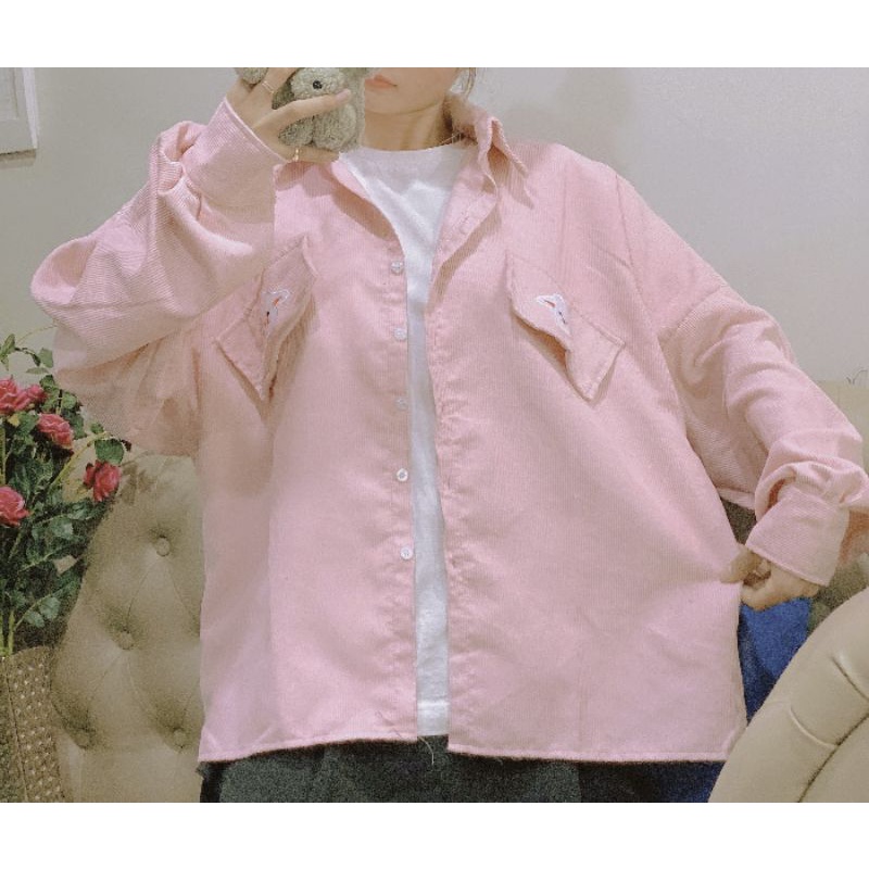 Áo Khoác Sơ Mi Nhung Tăm Thêu Hình  Phông Unisex 38 -65Kg 2022