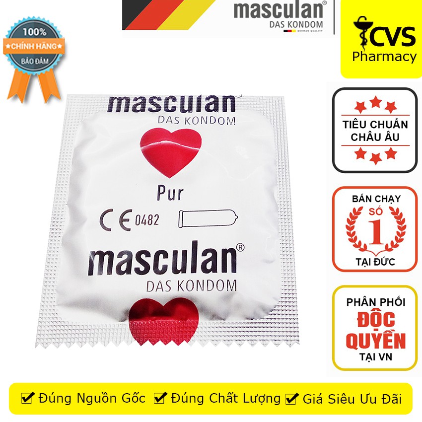 Bao cao su Masculan trắng, siêu mỏng - Hộp 10 cái - Masculan Pure Superfine cvspharmacy