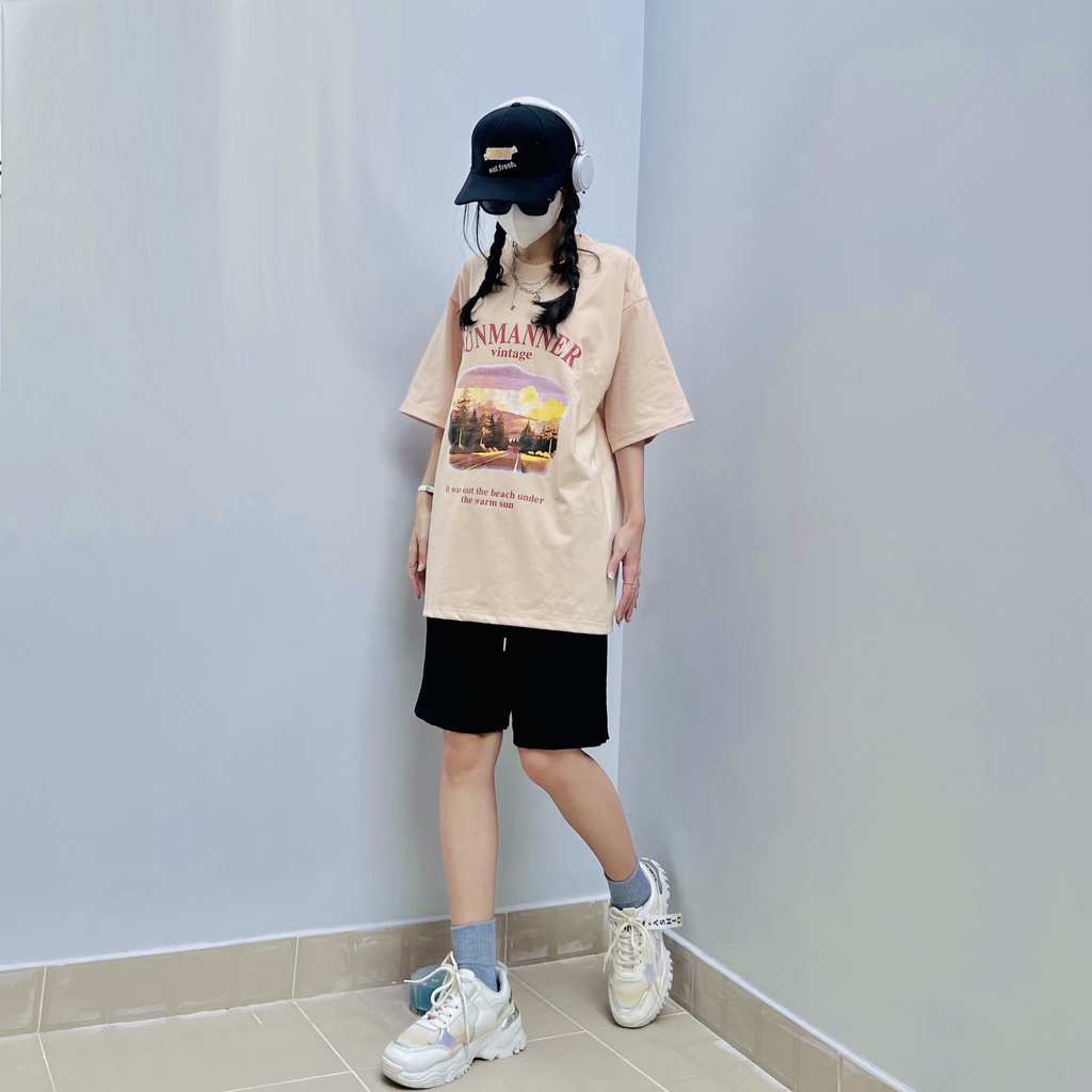 Áo thun tay lỡ in chữ JUNMANER Vintage ❤️ Áo phông oversize form rộng unisex nam nữ - A15 - Happy Style