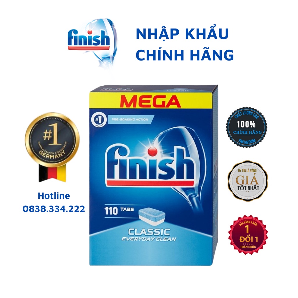 [HCM] Viên rửa bát finish 110 viên dùng cho máy rửa bát Nhập khẩu Chính hãng