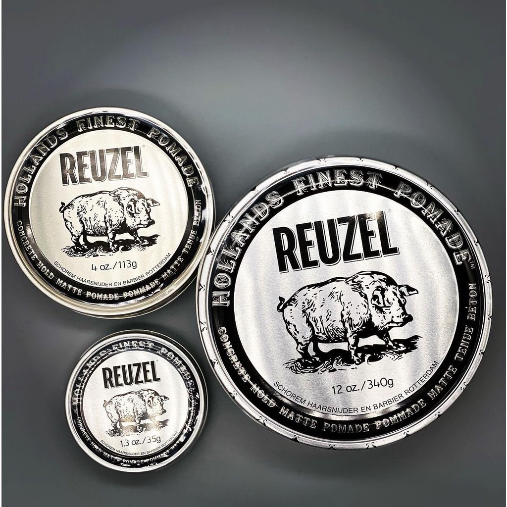 Sáp Vuốt Tóc Nam REUZEL Concrete Pomade - Hàng Chính Hãng  + Xịt Dưỡng Tóc Reuzel Tonic 20ml + Lược Chải Tóc Pomade