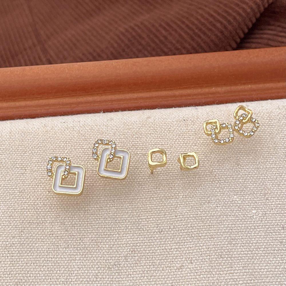 Set 6 Khuyên Tai Đính Đá Thời Trang Cho Nữ|Bộ Bông Tai