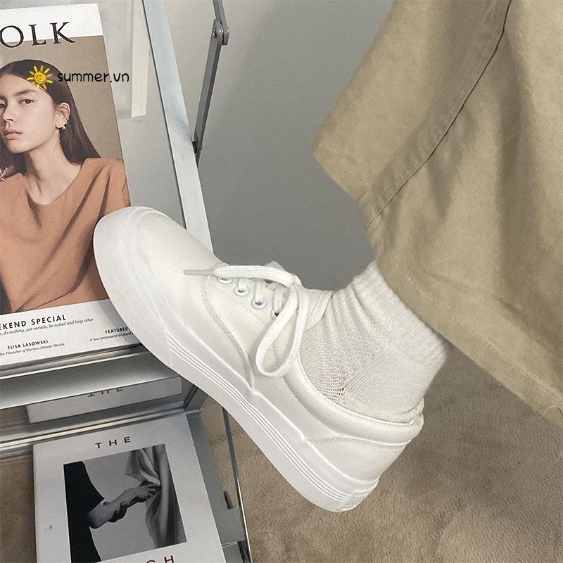 Giày Vải Canvas Đế Dày Xỏ Ngón Thời Trang Đường Phố Hàn Quốc 2022