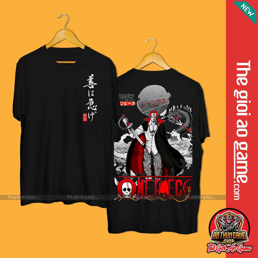Áo one piece shanks tóc đỏ unisexn am nữ Áo thun one piece shanks phông cotton co giãn thoáng mát - thegioiaogame