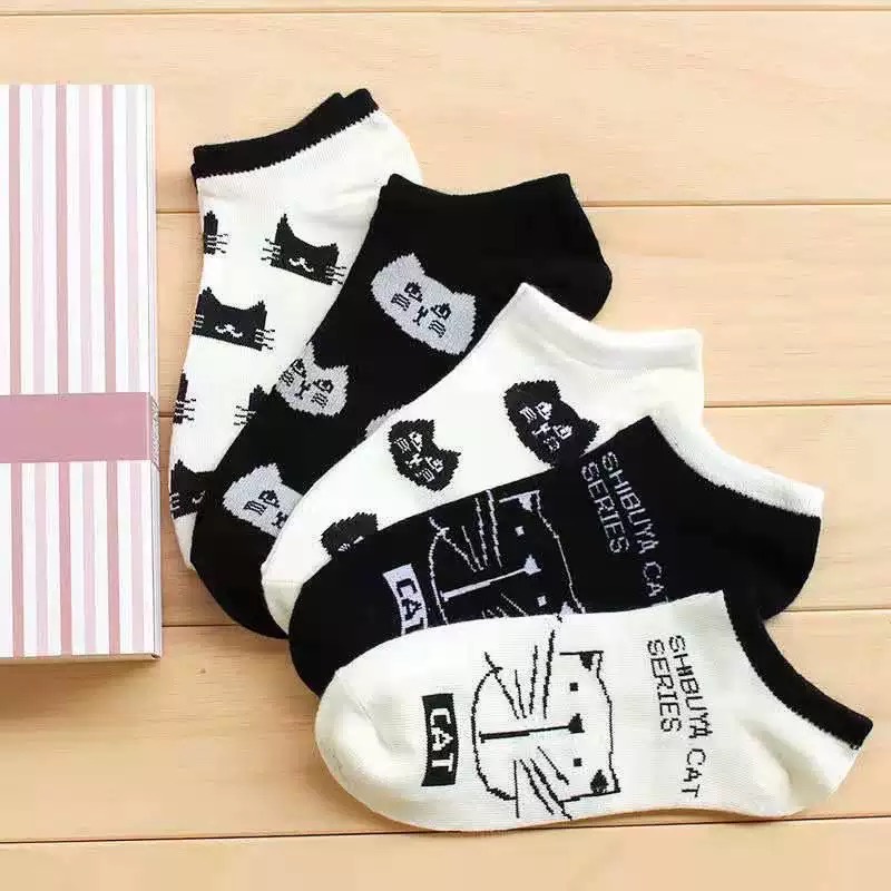 Set tất cổ ngắn, vớ cổ ngắn nữ vải cotton thấm hút mồ hôi VANVENE, co giãn 4 chiều họa tiết xinh xắn T060