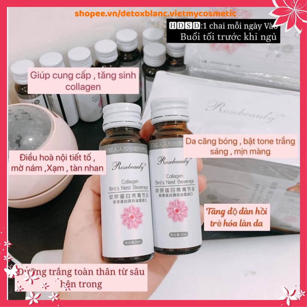 COLLAGEN YẾN TRẮNG DA ROSE BEAUTY ( phiên bản trắng sáng tức thì X10)