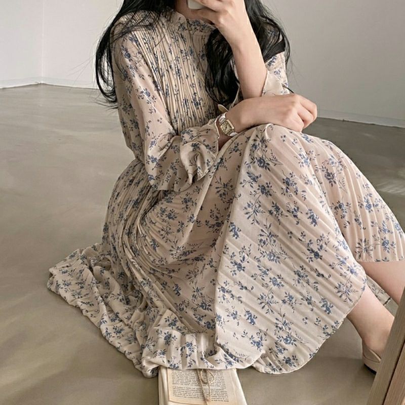 Đầm hoa nhí xếp li dáng dài ulzzang order