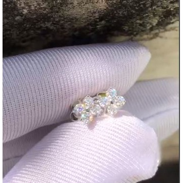 Bông tai Moissanite bốn cánh tấm 2mm, chất liệu cao cấp