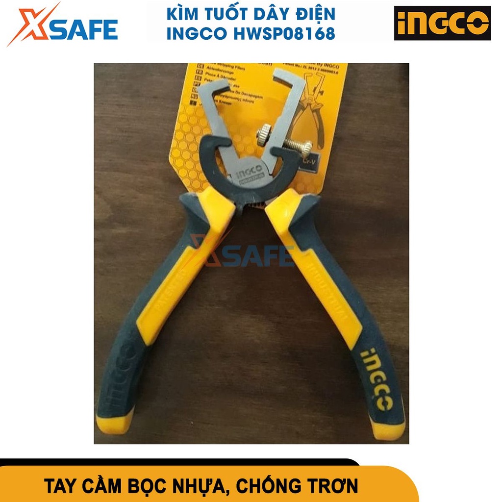 Kìm tuốt dây điện đa năng INGCO HWSP08168 160mm 6&quot; thép không gỉ phù hợp với mọi kích cỡ - chính hãng