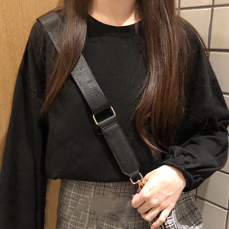 IELGY  Áo Thun Dài Tay Dáng Rộng Màu Trơn Đơn Giản Cho Nữ