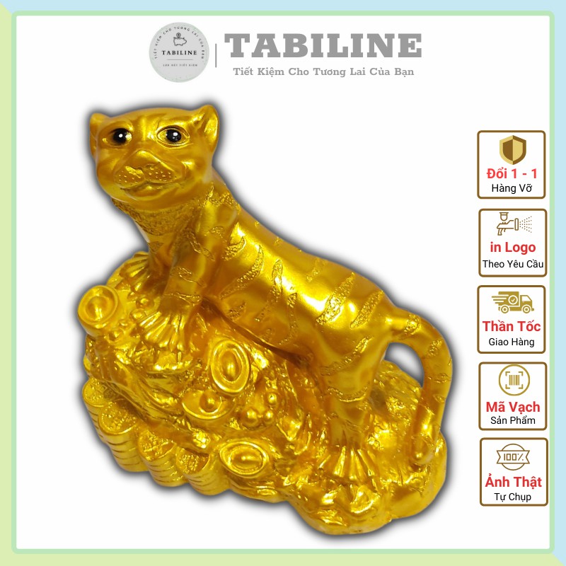 Lợn đất heo đất ống heo tiết kiệm tiền TABILINE mèo nằm đồng vàng vip con giáp 2023 siêu đẹp LD52