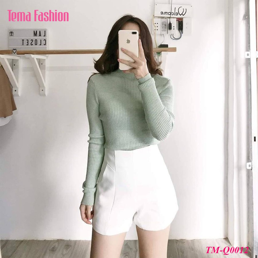 Quần đùi short nữ THE MEI 1992 cao cấp - Quần sooc nữ lưng cao ôm eo thời trang công sở thanh lịch