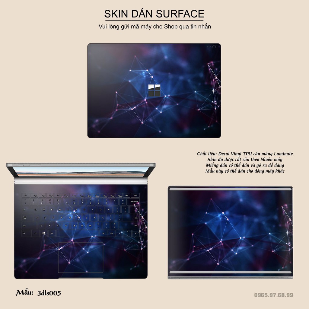 Skin dán Surface in hình 3D (inbox mã máy cho Shop)