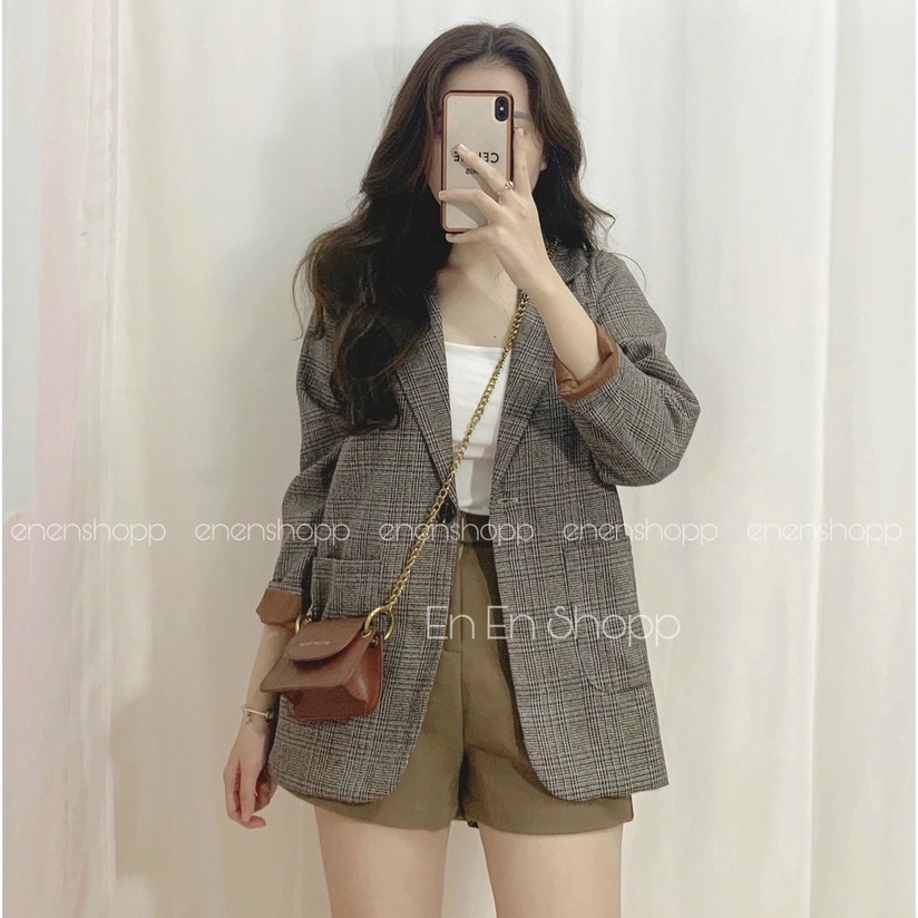 Áo blazer nữ áo vest kẻ khoác ngoài phong cách hàn quốc hàng 2 lớp kaca aosominuhot