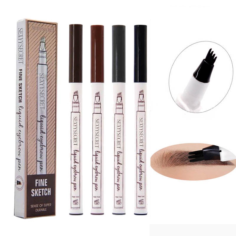 Bút kẻ lông mày dạng lỏng ngòi 4 ngạnh siêu mỏng trang điểm tự nhiên