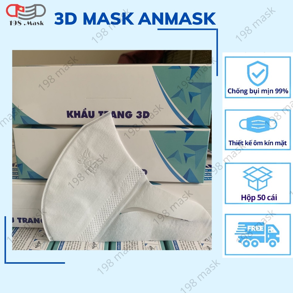 Khẩu trang 3D mask An công nghệ Nhật giúp chống bụi vi khuẩn hiệu quả hộp 50 cái