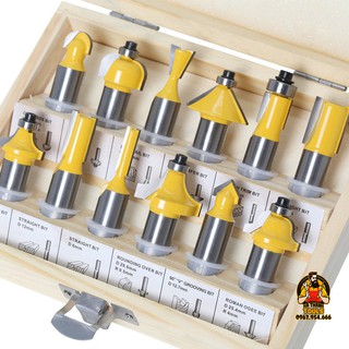 Bộ Mũi Phay Gỗ - Mũi Soi Gỗ 12 Món Cốt 12.7mm Loại Tốt - Điêu khắc họa tiết, cắt cạnh, tạo viền hoa văn đẹp mắt