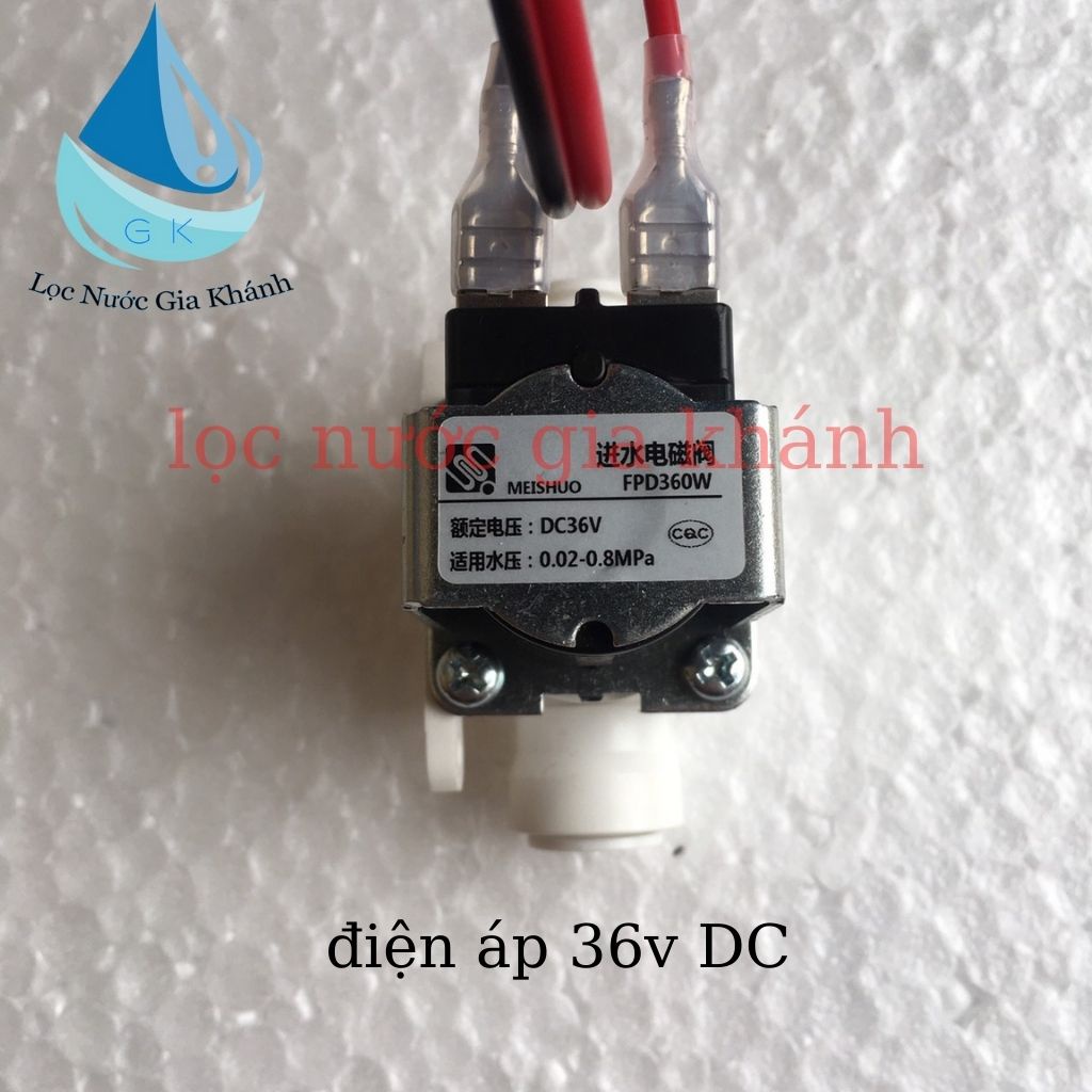 Van điện từ 36v DC nối nhanh ống phi 10, van điện từ máy lọc nước bán công nghiệp.