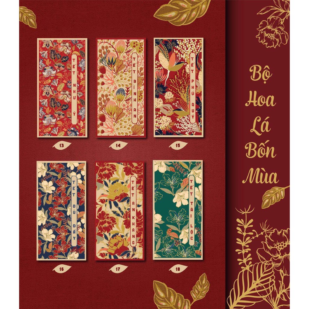 60 Chiếc Lì Xì Thiết Kế HOA LÁ Siêu Hót 2023