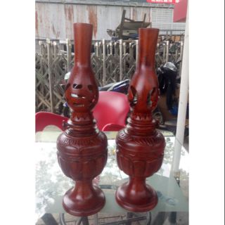 Cặp đèn thờ gỗ Hương cao cấp cao 40cm