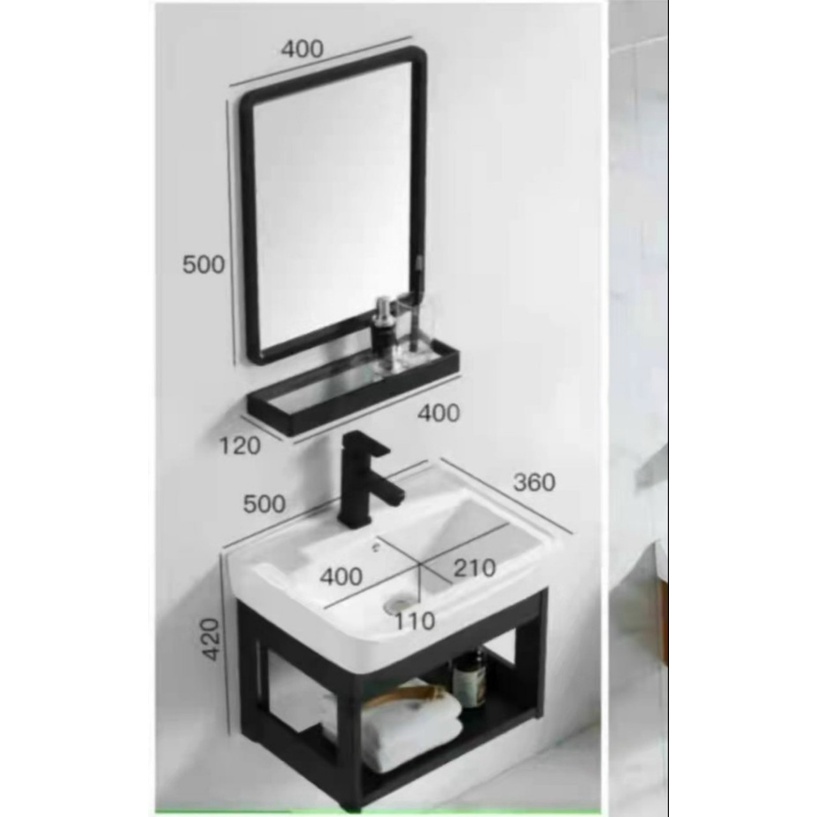 BỘ 4 MÓN TỦ + CHẬU LAVABO + KỆ GƯƠNG + GƯƠNG