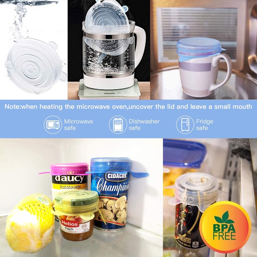 Set 6 nắp silicon ANAEAT thiết kế co giãn đóng kín bảo quản thức ăn tươi ngon