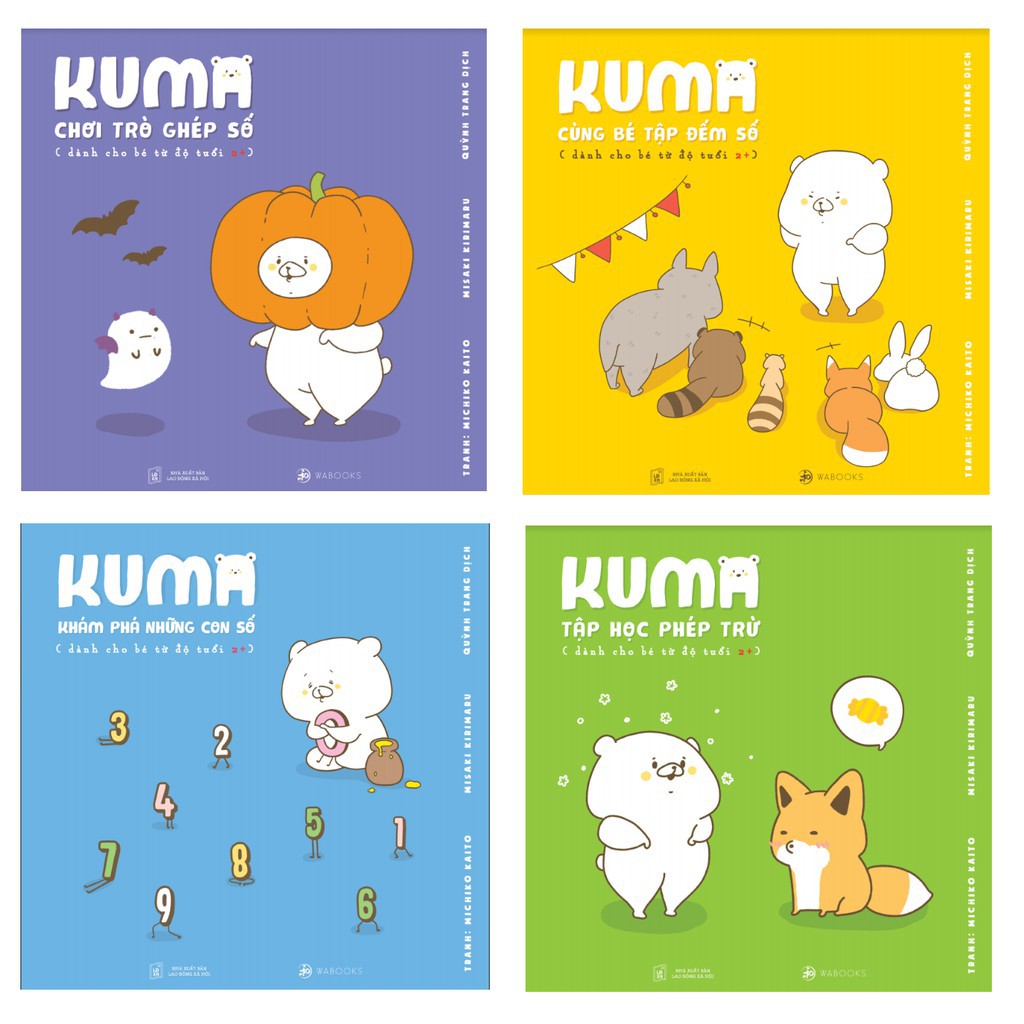 Sách - Combo 4 cuốn Ehon Kuma - Khám phá những con số - Phép cộng - Phép trừ - Tập đếm