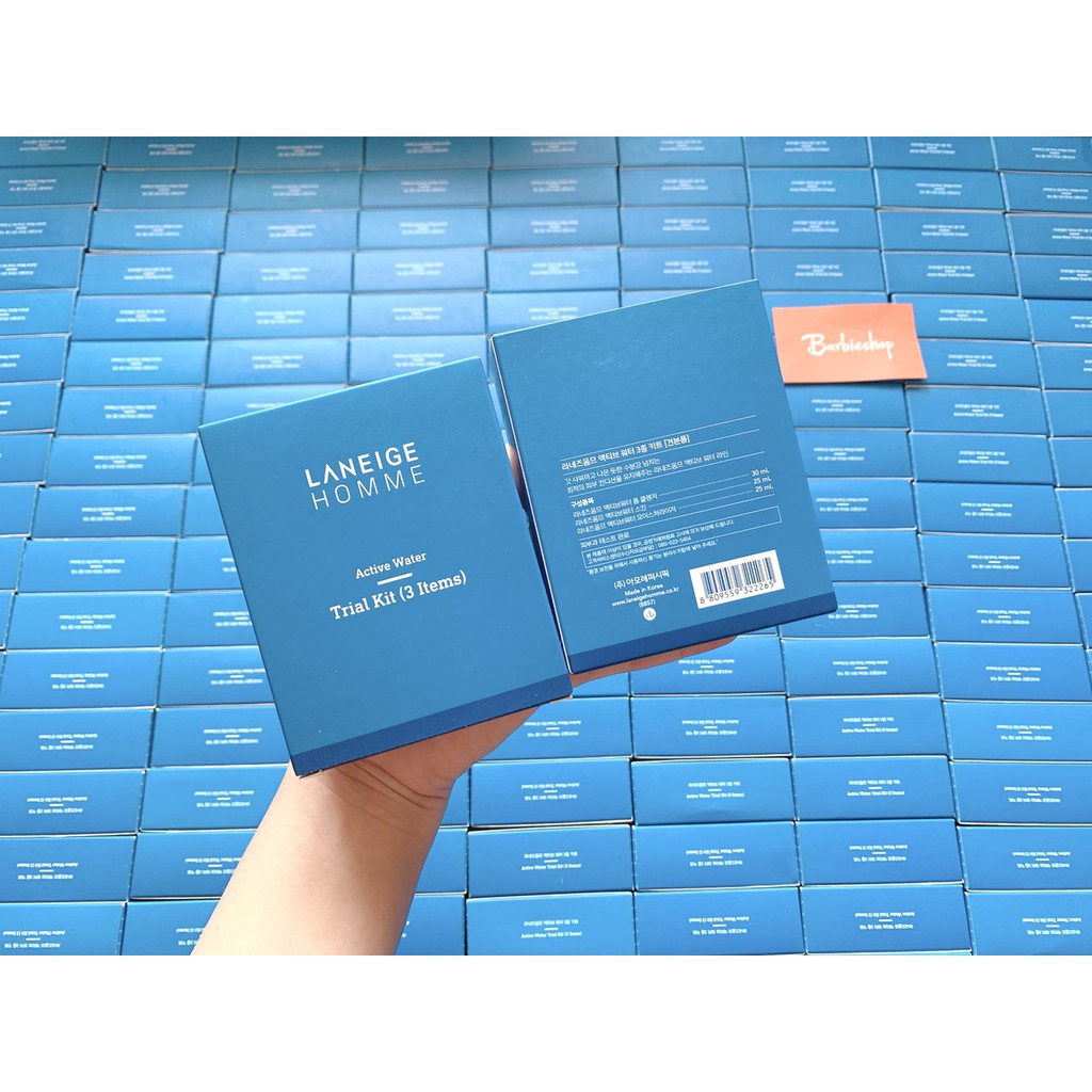 Set Dưỡng Da Laneige 3 Món Homme Active Water Trial Kit- Xanh Dương