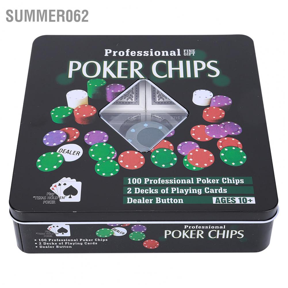 [Hàng Sẵn] 100PCS Poker Chips Cards with Portable Carrying Case for Texas Holdem Black Jack 【Summer062】