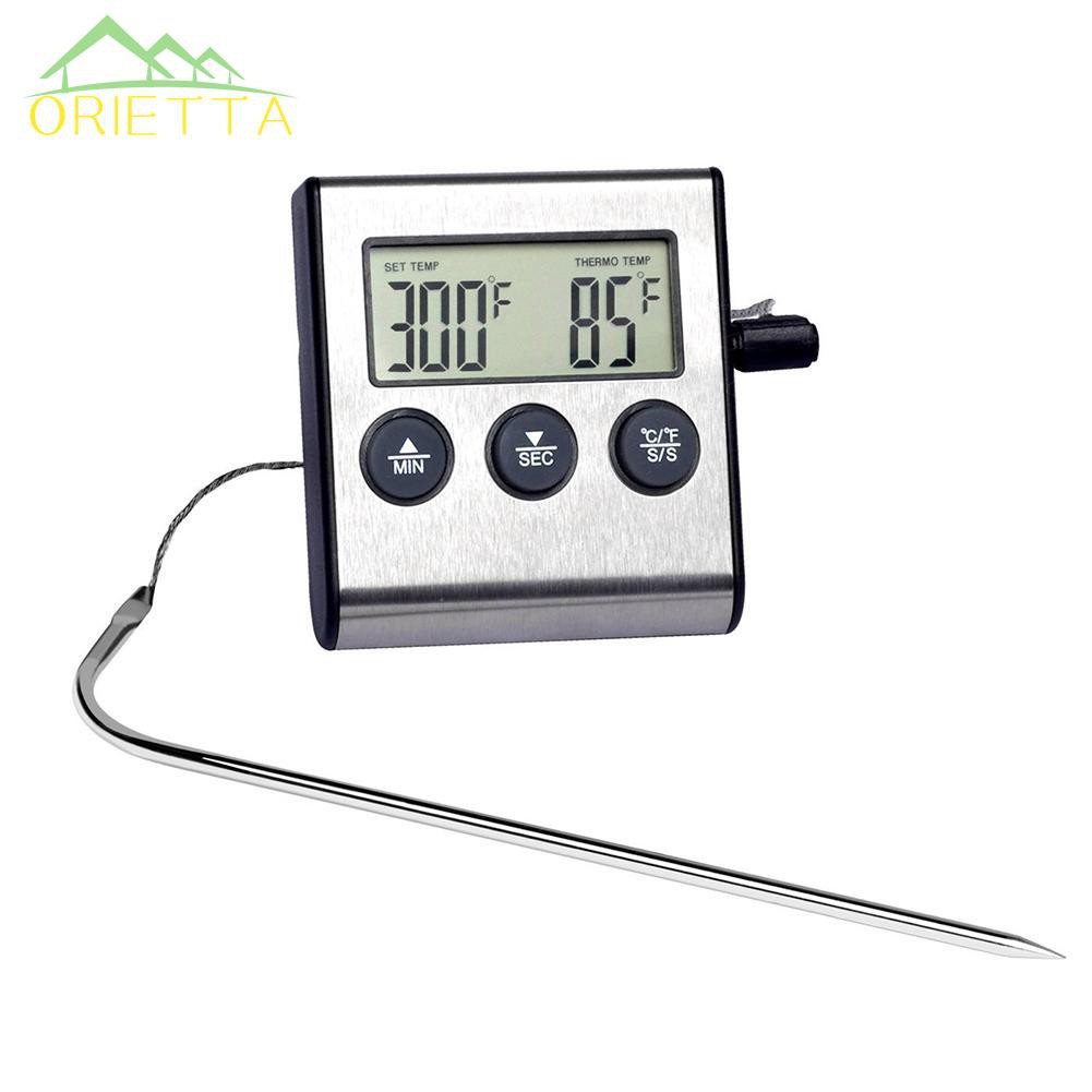 orietta♛Digital Oven Thermometer Kitchen Food Cooking Meat BBQ Probe with Timer