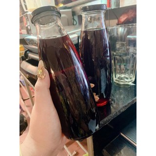 Combo 5 chai thủy tinh sữa 500ml nắp thiếc đen đựng sữa, mật ong ,nước ép trái cây.