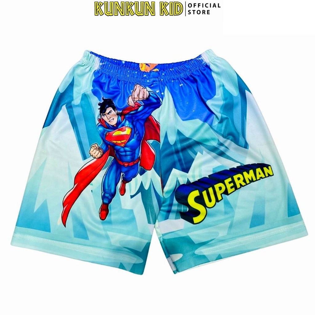 Quần áo bé trai Thun lạnh in 3D hình siêu nhân  Kunkun Kid BL1086