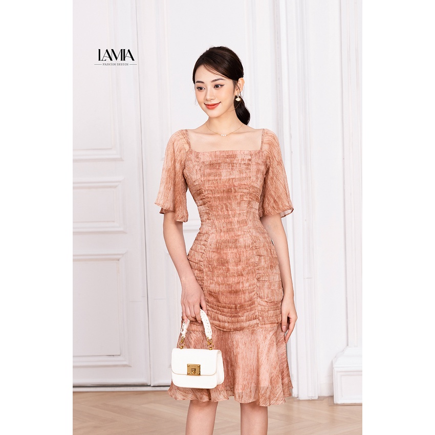 Đầm nữ hè Lamia Design LUXD003 màu nâu vân gỗ