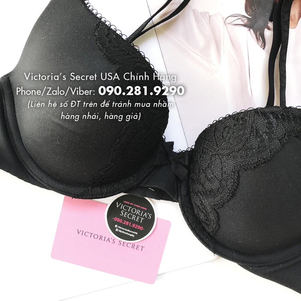 (Áo Vic) 38C, C85 - Áo lót đen ren cánh bướm, mềm mịn (10) body by Victoria, Full Coverage Black - Victoria's Secret