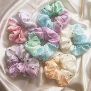 Dây cột tóc scrunchies 2 lớp phối 2 màu dễ thương