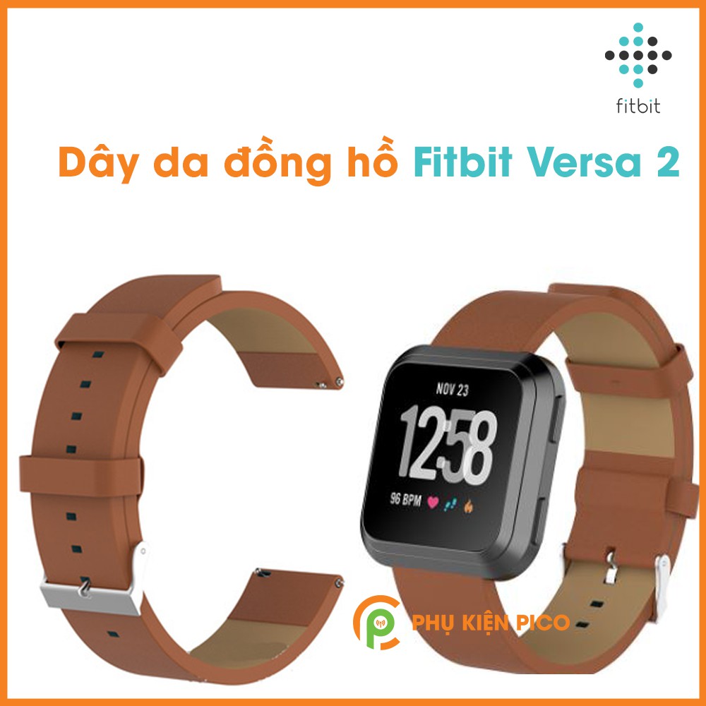 Dây da đồng hồ Fitbit Versa 2 da bò cao cấp