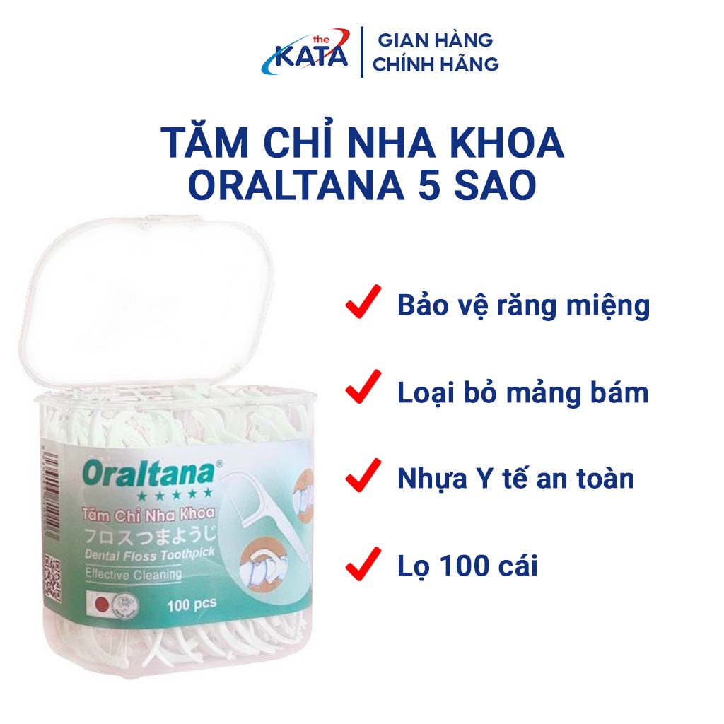 Tăm Chỉ Nha Khoa Oraltana 5 Sao, Hộp 100 Cái- Xỉa Răng, Chăm Sóc Răng Miệng - KP025