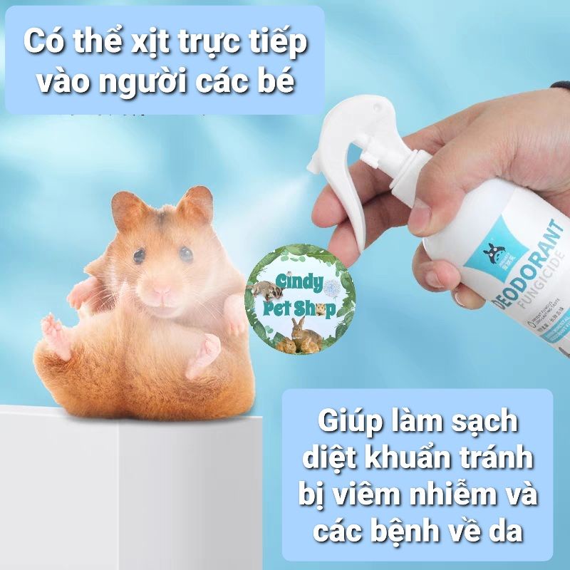 Dung dịch xịt khử mùi diệt khuẩn an toàn lành tính cho Hamster, Sóc, Thỏ, Bọ...